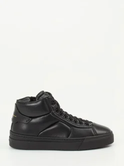 Santoni – High-Top Sneaker aus Lammleder Schwarz