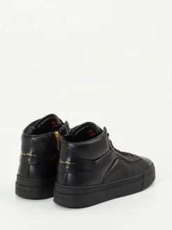 Santoni – High-Top Sneaker aus Lammleder Schwarz