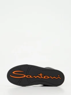 Santoni – High-Top Sneaker aus Lammleder Schwarz