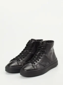 Santoni – High-Top Sneaker aus Kalbleder Schwarz