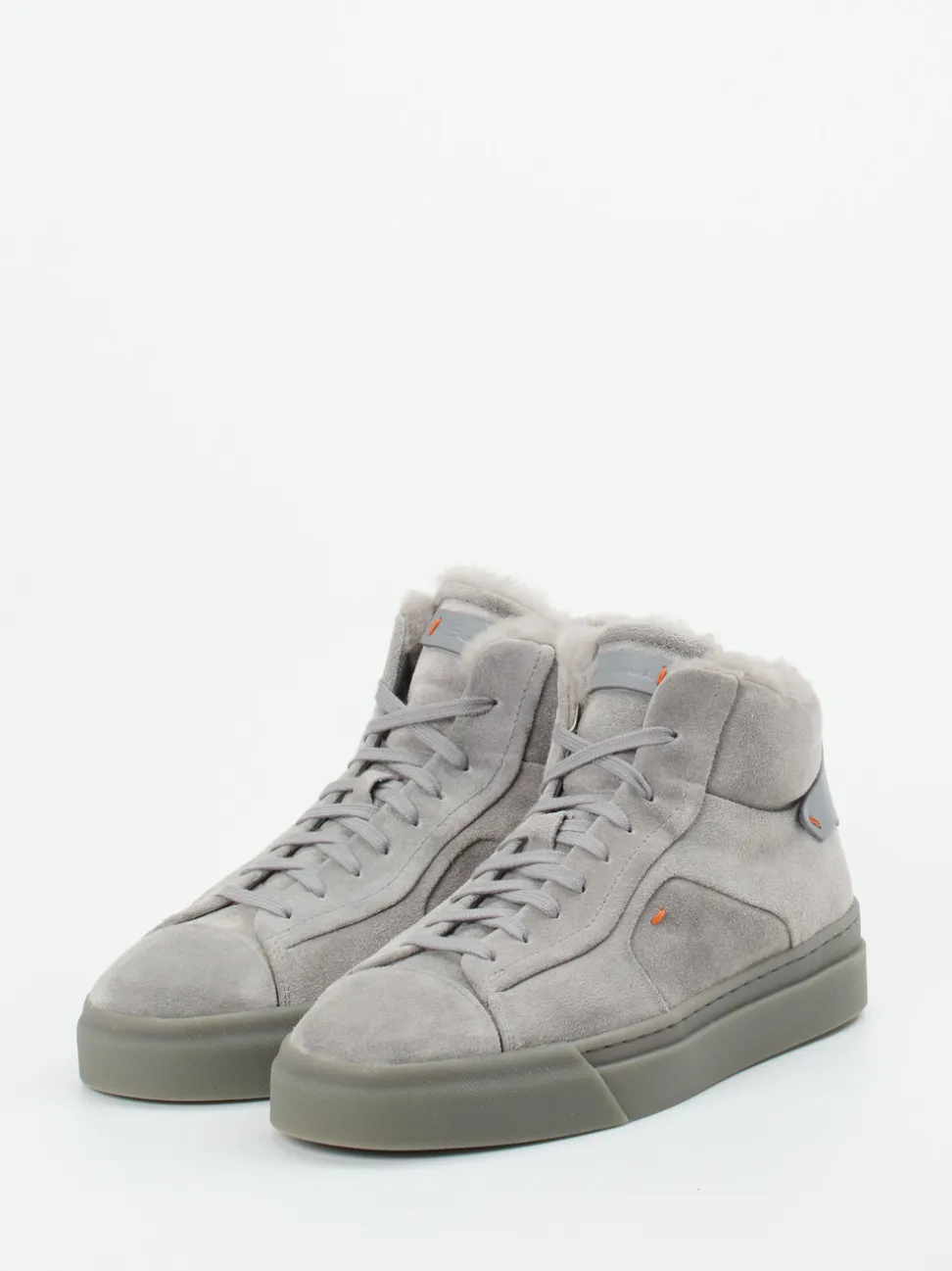 Santoni – High-Top Sneaker aus Veloursleder steingrau
