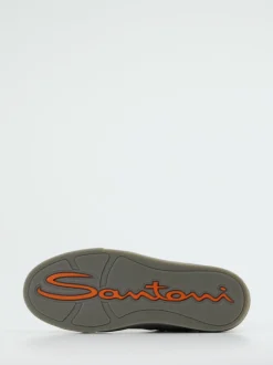 Santoni – High-Top Sneaker aus Veloursleder steingrau