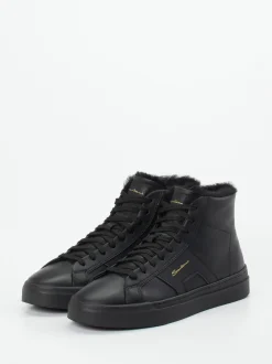 Santoni – High-Top Sneaker aus Kalbleder schwarz