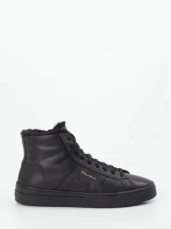 Santoni – High-Top Sneaker aus Kalbleder schwarz
