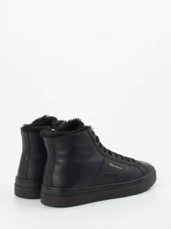 Santoni – High-Top Sneaker aus Kalbleder schwarz