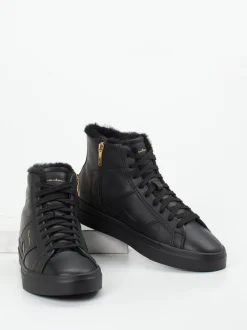 Santoni – High-Top Sneaker aus Kalbleder schwarz