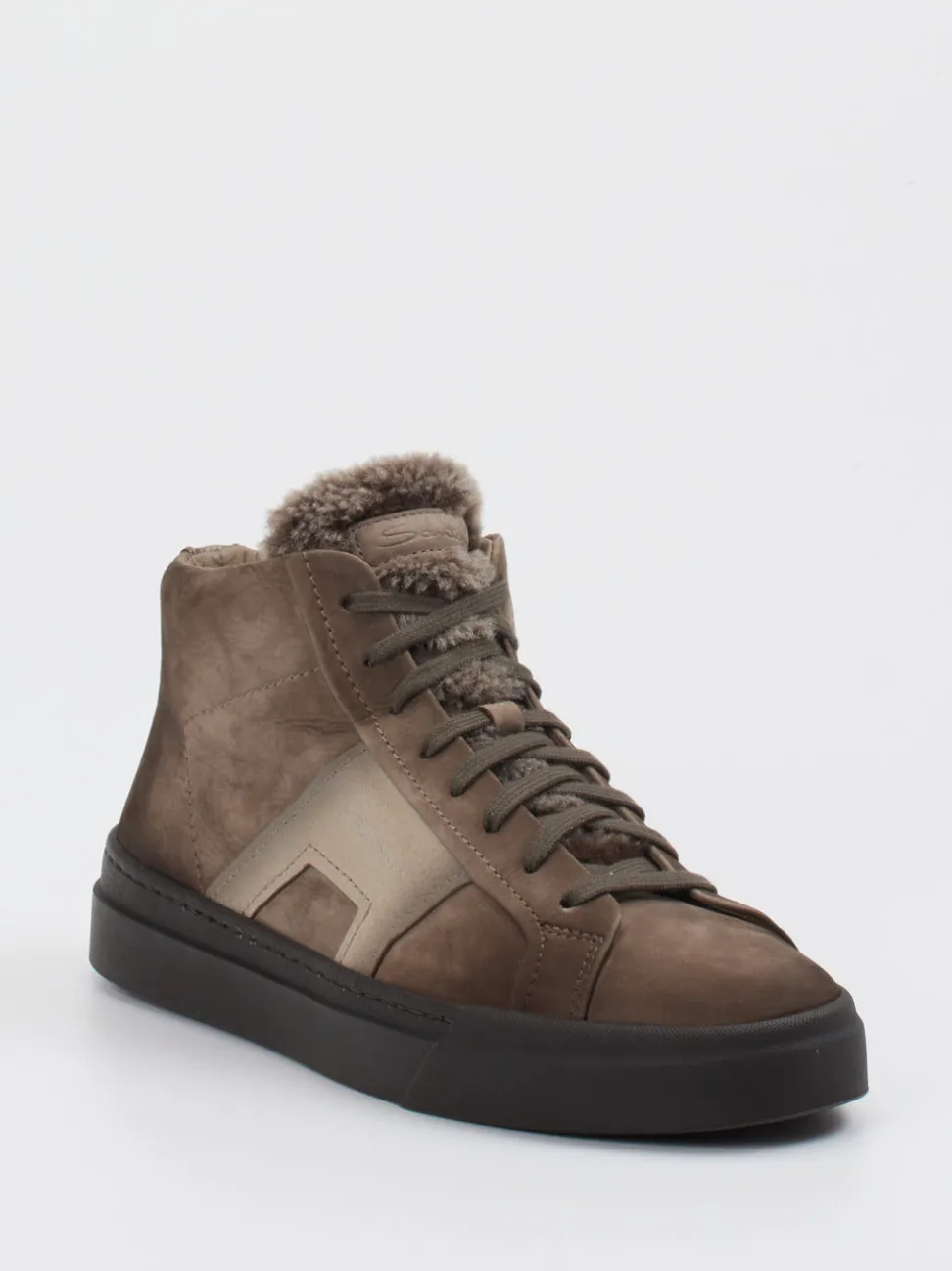 Santoni – High-Top-Sneaker aus Veloursleder braun