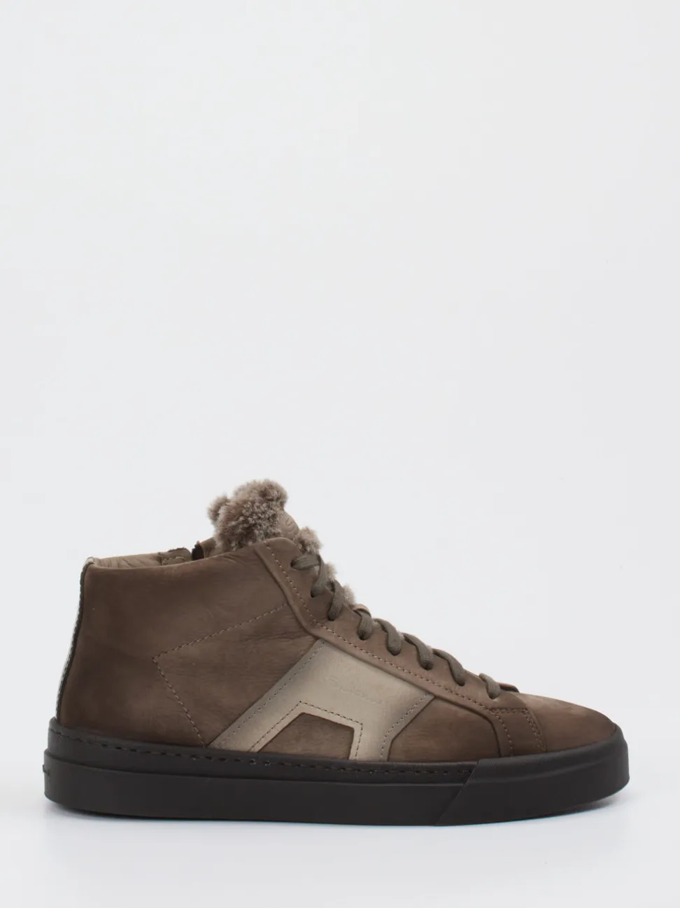 Santoni – High-Top-Sneaker aus Veloursleder braun