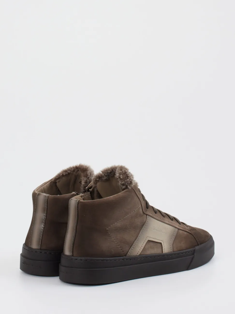 Santoni – High-Top-Sneaker aus Veloursleder braun