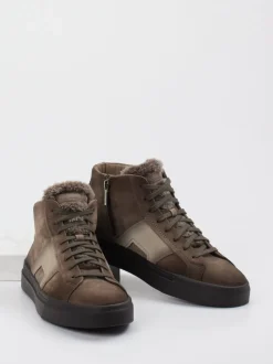 Santoni – High-Top-Sneaker aus Veloursleder braun