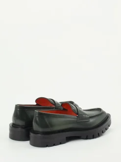 Santoni – Loafer aus Hochglanzleder Dunkelgrün