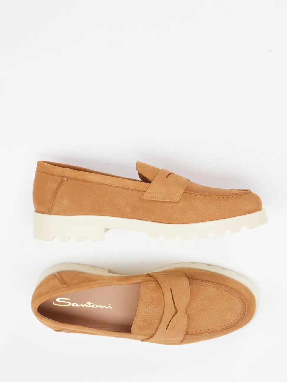 Santoni – Loafer aus Kalbleder in Cognacbraun