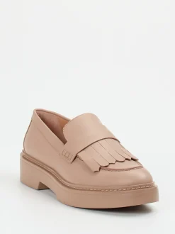 Santoni – Loafer aus Lammleder in Rosébeige