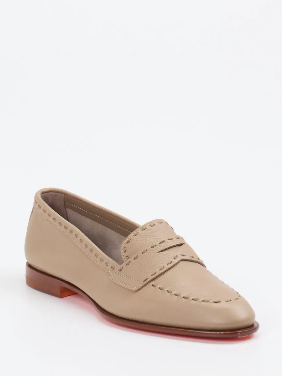 Santoni – Loafer aus Lammleder in Beigebraun