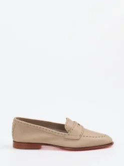 Santoni – Loafer aus Lammleder in Beigebraun
