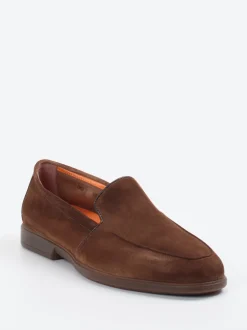 Santoni – Loafer aus Veloursleder in Braun