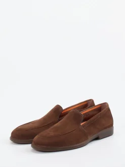 Santoni – Loafer aus Veloursleder in Braun