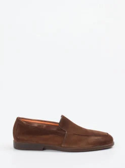 Santoni – Loafer aus Veloursleder in Braun