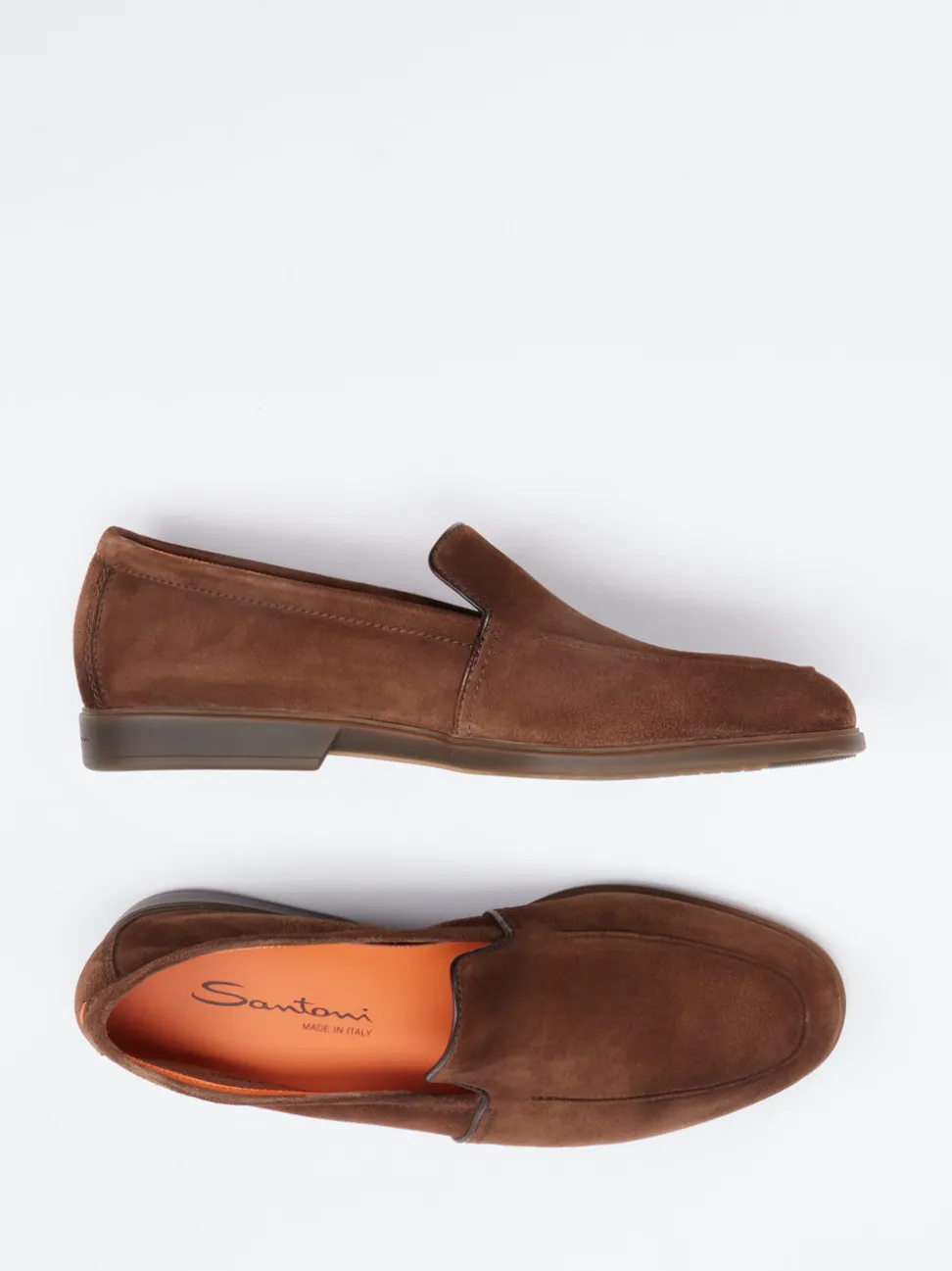 Santoni – Loafer aus Veloursleder in Braun
