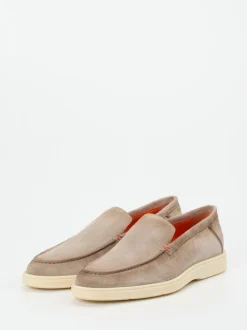 Santoni – Loafer aus Veloursleder in Taupe
