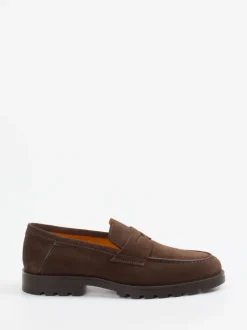 Santoni – Loafer aus Veloursleder Dunkelbraun