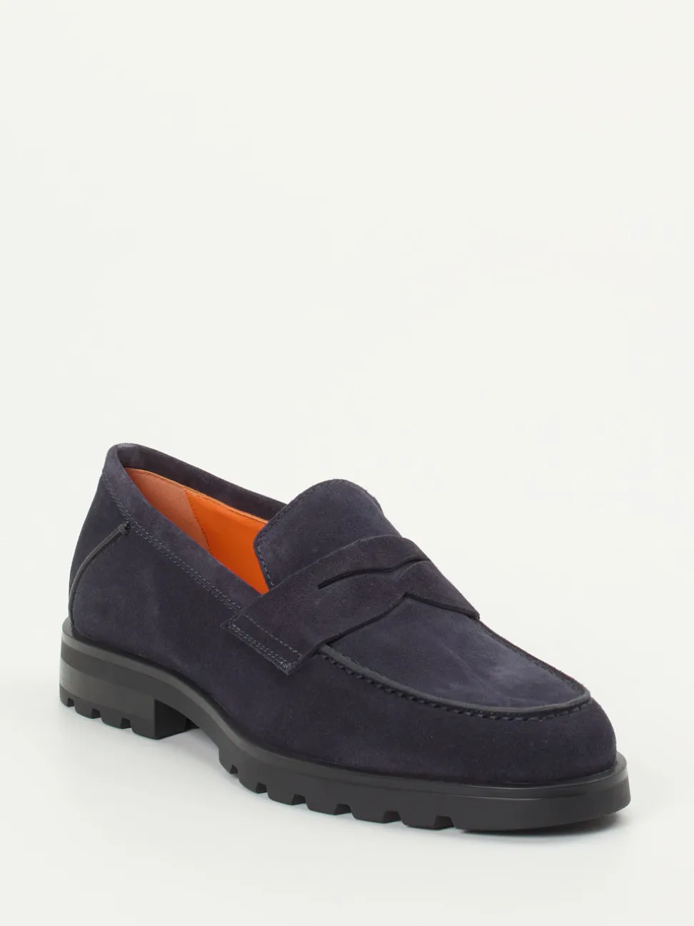 Santoni – Loafer aus Veloursleder Dunkelblau