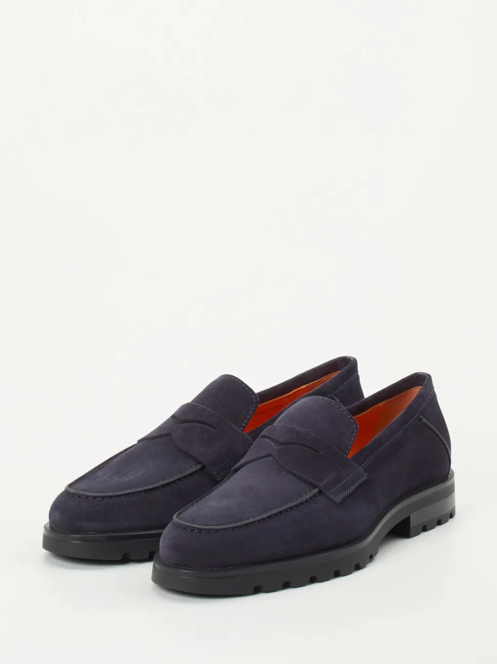 Santoni – Loafer aus Veloursleder Dunkelblau