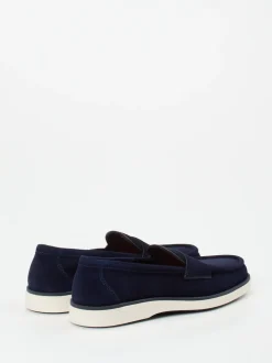 Santoni – Loafer aus Veloursleder marineblau