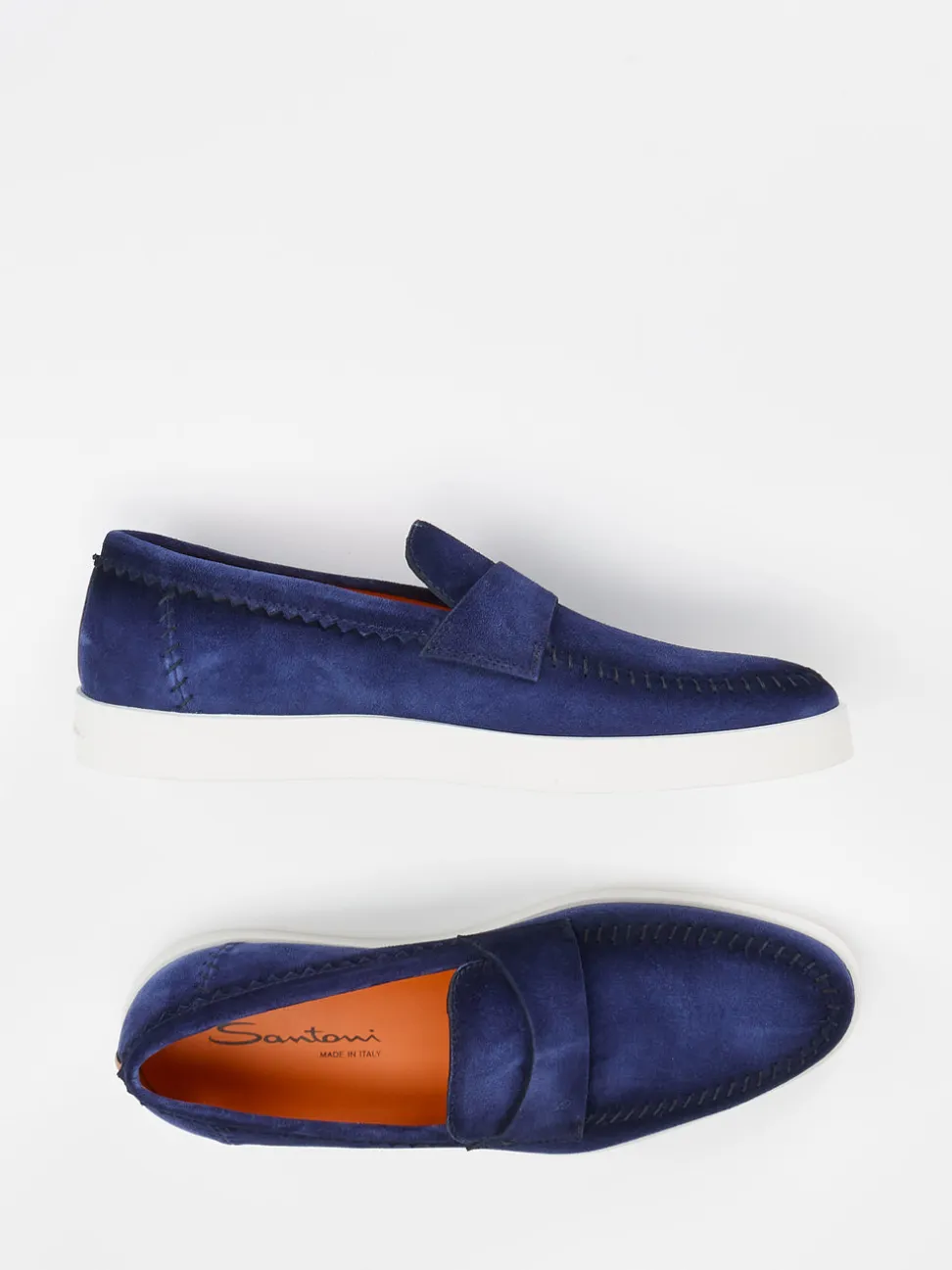 Santoni – Loafer aus Veloursleder in Royalblau
