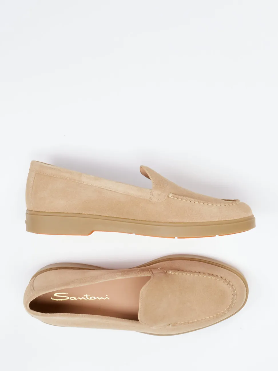 Santoni – Loafer aus Veloursleder Beigebraun