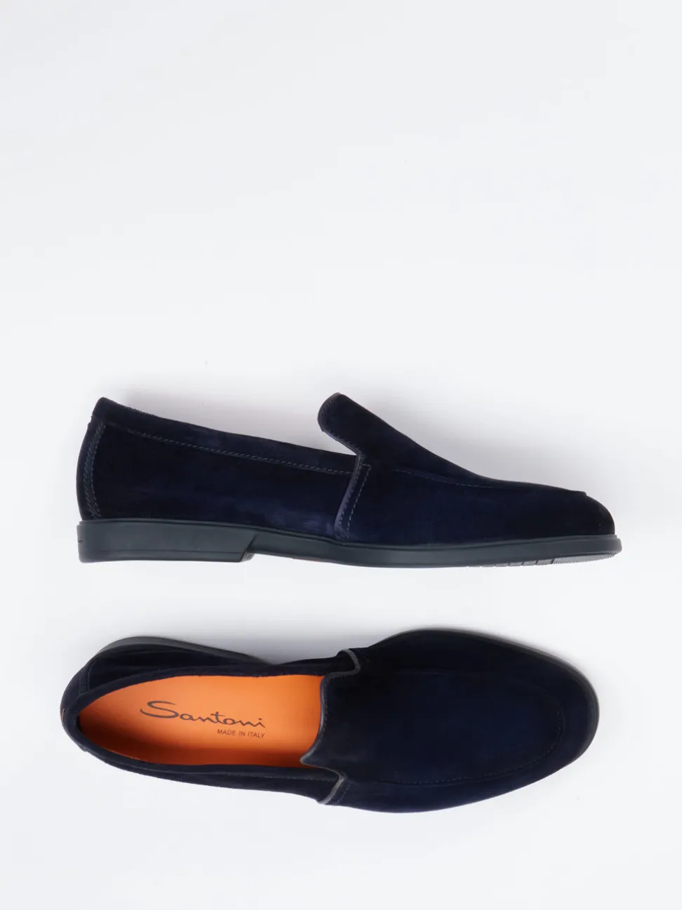 Santoni – Loafer aus Veloursleder Dunkelblau