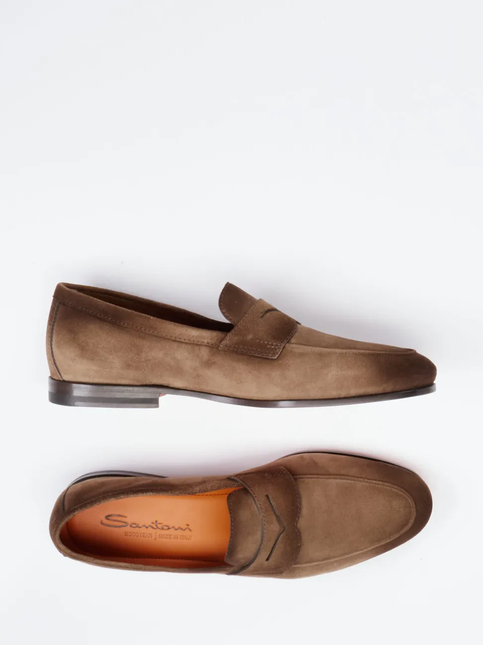 Santoni – Loafer aus Veloursleder in Braun