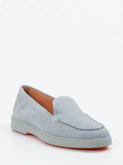 Santoni – Loafer aus Veloursleder in Eisblau