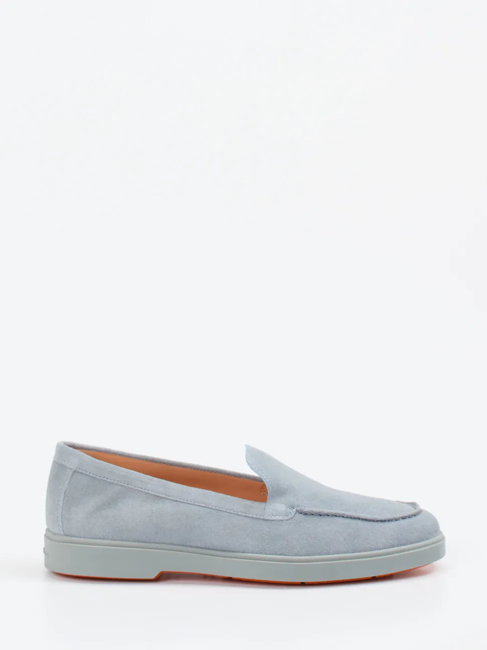 Santoni – Loafer aus Veloursleder in Eisblau