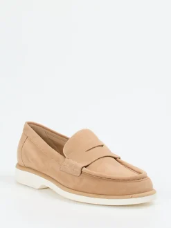 Santoni – Loafer aus Veloursleder in Beige