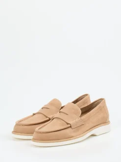 Santoni – Loafer aus Veloursleder in Beige