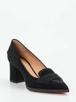 Santoni – Loafer-Pumps aus Veloursleder Schwarz