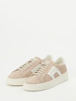 Santoni – Low-Top Sneaker aus Veloursleder Sandbeige