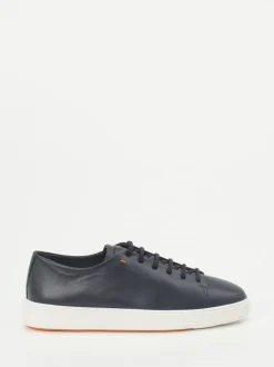 Santoni – Low-Top Sneaker aus Lammleder dunkelblau
