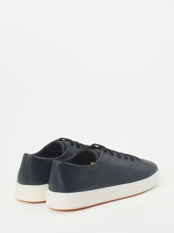 Santoni – Low-Top Sneaker aus Lammleder dunkelblau