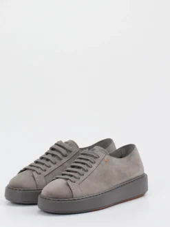 Santoni – Low-Top Sneaker aus Veloursleder Grau