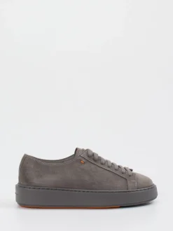 Santoni – Low-Top Sneaker aus Veloursleder Grau