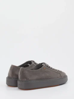 Santoni – Low-Top Sneaker aus Veloursleder Grau