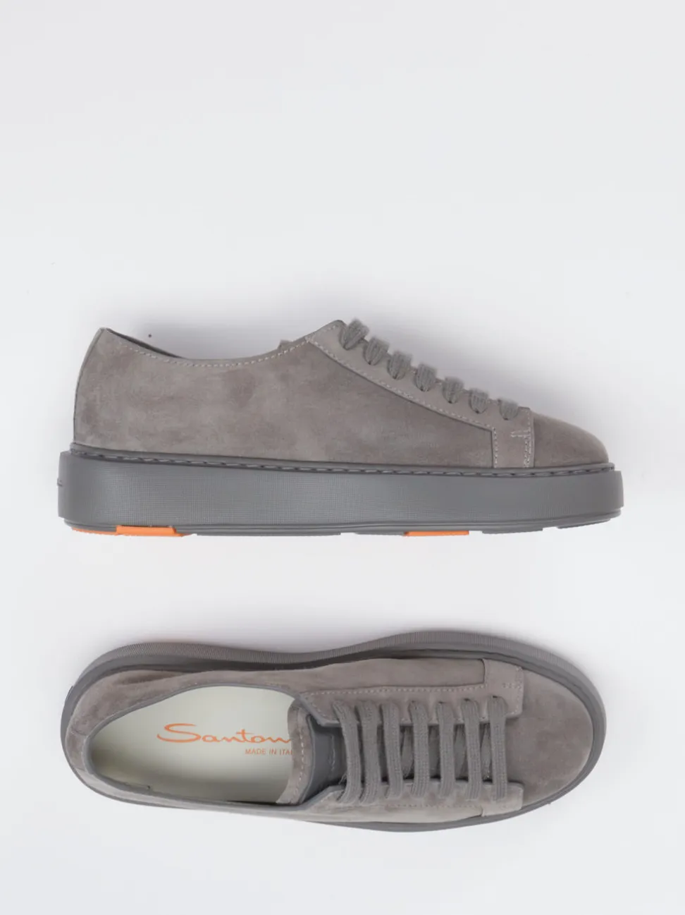 Santoni – Low-Top Sneaker aus Veloursleder Grau