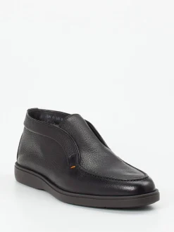 Santoni – Mid-Cut-Slipper aus Hirschleder Schwarz