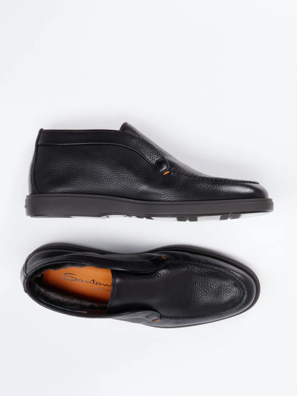 Santoni – Mid-Cut-Slipper aus Hirschleder Schwarz
