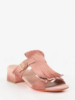 Santoni – Mules aus Veloursleder in Altrosa