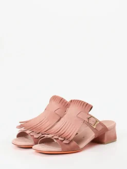 Santoni – Mules aus Veloursleder in Altrosa