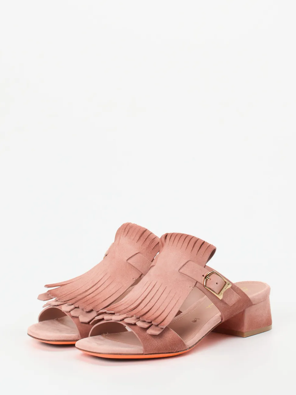 Santoni – Mules aus Veloursleder in Altrosa
