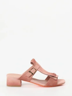 Santoni – Mules aus Veloursleder in Altrosa